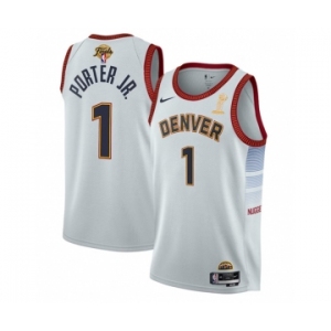 Men's Denver Nuggets #1 Michael Porter Jr. White 2023 Finals Champions Icon Edition Stitched Basketball Jersey