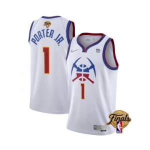 Men's Denver Nuggets #1 Michael Porter Jr. White 2023 Finals Earned Edition Stitched Basketball Jersey
