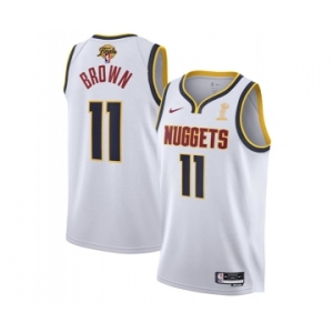 Men's Denver Nuggets #11 Bruce Brown White 2023 Finals Association Edition Stitched Basketball Jersey
