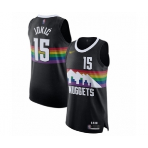 Men's Denver Nuggets #15 Nikola Jokic Authentic Black Basketball Jersey - 2019-20 City Edition