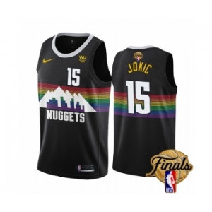 Men's Denver Nuggets #15 Nikola Jokic Black 2023 Finals City Edition Stitched Basketball Jersey