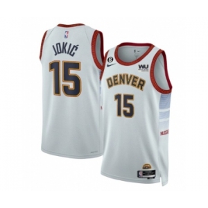 Men's Denver Nuggets #15 Nikola Jokic Gray 2022-23 City Edition With NO.6 Patch Stitched Jersey