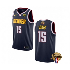 Men's Denver Nuggets #15 Nikola Jokic Navy 2023 Finals Icon Edition Stitched Basketball Jersey