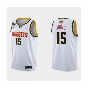 Men's Denver Nuggets #15 Nikola Jokic White 2023 Finals Champions Association Edition With NO.6 Patch Stitched Basketball Jersey