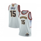 Men's Denver Nuggets #15 Nikola Jokic White 2023 Finals Champions Icon Edition Stitched Basketball Jersey