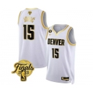 Men's Denver Nuggets #15 Nikola Jokic White 2023 Finals Collection With NO.6 Patch Stitched Basketball Jersey