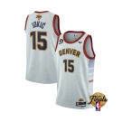 Men's Denver Nuggets #15 Nikola Jokic White 2023 Finals Icon Edition With NO.6 Patch Stitched Basketball Jersey