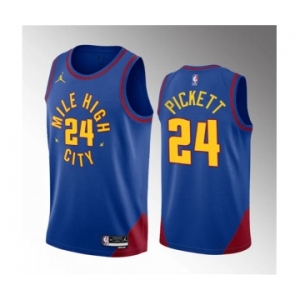 Men's Denver Nuggets #24 Jalen Pickett Blue 2023 Draft Statement Edition Stitched Basketball Jersey