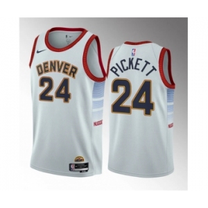 Men's Denver Nuggets #24 Jalen Pickett White 2023 Draft Icon Edition Stitched Basketball Jersey