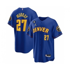 Men's Denver Nuggets #27 Jamal Murray Blue With No.6 Patch Cool Base Stitched Jersey