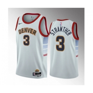 Men's Denver Nuggets #3 Julian Strawther White 2023 Draft Icon Edition Stitched Basketball Jersey