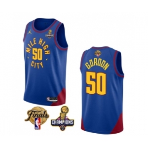 Men's Denver Nuggets #50 Aaron Gordon Blue 2023 Nuggets Champions Patch And Finals Patch Statemenr Edition Stitched Basketball Jersey