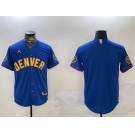 Men's Denver Nuggets Blank Blue With Patch Stitched Jersey