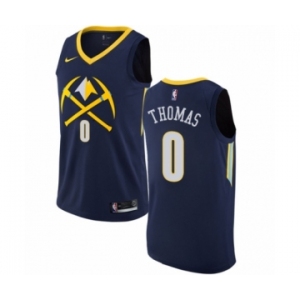 Men's Nike Denver Nuggets #0 Isaiah Thomas Authentic Navy Blue NBA Jersey - City Edition
