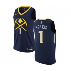Men's Nike Denver Nuggets #1 Michael Porter Authentic Navy Blue NBA Jersey - City Edition