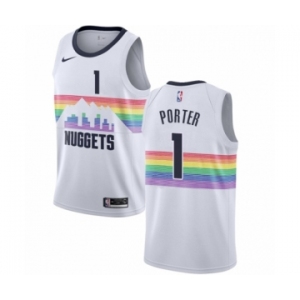 Men's Nike Denver Nuggets #1 Michael Porter Authentic White NBA Jersey - City Edition