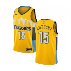 Men's Nike Denver Nuggets #15 Carmelo Anthony Swingman Gold Alternate NBA Jersey Statement Edition