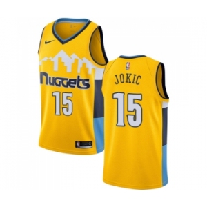 Men's Nike Denver Nuggets #15 Nikola Jokic Swingman Gold Alternate NBA Jersey Statement Edition