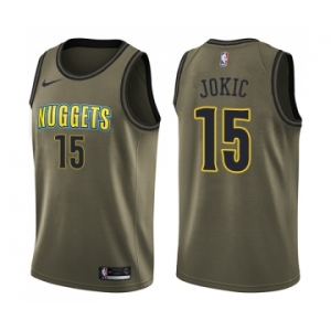 Men's Nike Denver Nuggets #15 Nikola Jokic Swingman Green Salute to Service NBA Jersey