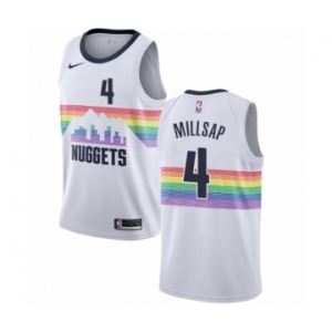 Men's Nike Denver Nuggets #4 Paul Millsap Authentic White NBA Jersey - City Edition