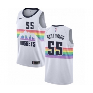 Men's Nike Denver Nuggets #55 Dikembe Mutombo Authentic White NBA Jersey - City Edition