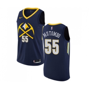 Men's Nike Denver Nuggets #55 Dikembe Mutombo Swingman Navy Blue NBA Jersey - City Edition
