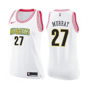 Women's Nike Denver Nuggets #27 Jamal Murray Swingman White Pink Fashion NBA Jersey