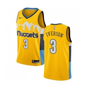 Women's Nike Denver Nuggets #3 Allen Iverson Swingman Gold Alternate NBA Jersey Statement Edition