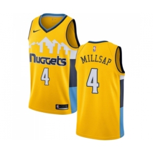 Women's Nike Denver Nuggets #4 Paul Millsap Authentic Gold Alternate NBA Jersey Statement Edition