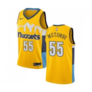 Women's Nike Denver Nuggets #55 Dikembe Mutombo Swingman Gold Alternate NBA Jersey Statement Edition