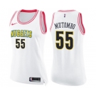 Women's Nike Denver Nuggets #55 Dikembe Mutombo Swingman White Pink Fashion NBA Jersey