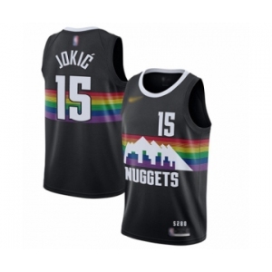 Youth Denver Nuggets #15 Nikola Jokic Swingman Black Basketball Jersey - 2019-20 City Edition