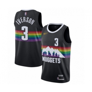 Youth Denver Nuggets #3 Allen Iverson Swingman Black Basketball Jersey - 2019-20 City Edition