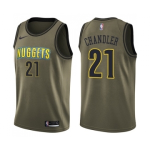 Youth Nike Denver Nuggets #21 Wilson Chandler Swingman Green Salute to Service NBA Jersey