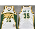 Men's Seattle Super Sonics #35 Kevin Durant White Mitchell & Ness Hardwood Classics Jersey