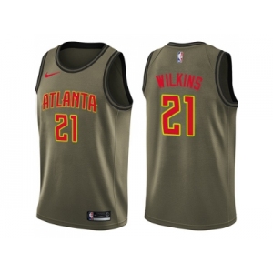 Men Nike Atlanta Hawks #21 Dominique Wilkins Green Salute to Service NBA Swingman Jersey