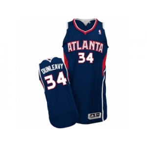 Men's Adidas Atlanta Hawks #34 Mike Dunleavy Authentic Navy Blue Road NBA Jersey