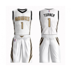 Men's Atlanta Hawks #1 Evan Turner Authentic White Basketball Suit Jersey - City Edition