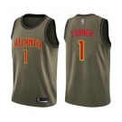 Men's Atlanta Hawks #1 Evan Turner Swingman Green Salute to Service Basketball Jersey