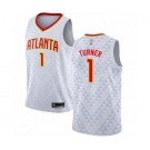 Men's Atlanta Hawks #1 Evan Turner Swingman White Basketball Jersey - Association Edition