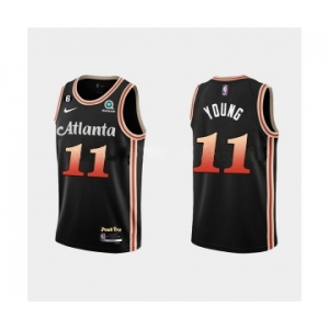 Men's Atlanta Hawks #11 Trae Young 2022-23 Black City Edition Stitched Basketball Jersey