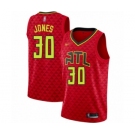 Men's Atlanta Hawks #30 Damian Jones Authentic Red Basketball Jersey Statement Edition