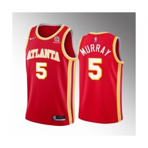 Men's Atlanta Hawks #5 Dejounte Murray Red Stitched Jersey