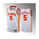 Men's Atlanta Hawks #5 Dejounte Murray White Stitched Jersey