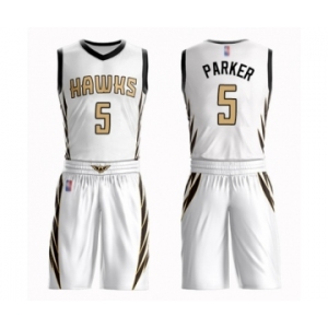 Men's Atlanta Hawks #5 Jabari Parker Authentic White Basketball Suit Jersey - City Edition