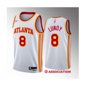 Men's Atlanta Hawks #8 Seth Lundy White 2023 Draft Association Edition Stitched Basketball Jersey