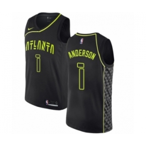 Men's Nike Atlanta Hawks #1 Justin Anderson Authentic Black NBA Jersey - City Edition