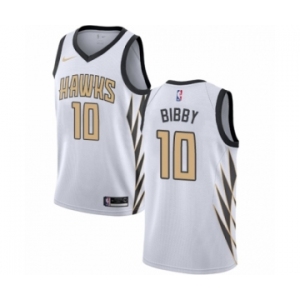 Men's Nike Atlanta Hawks #10 Mike Bibby Authentic White NBA Jersey - City Edition