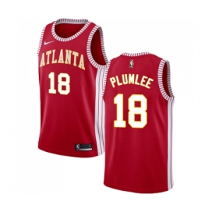 Men's Nike Atlanta Hawks #18 Miles Plumlee Swingman Red NBA Jersey Statement Edition