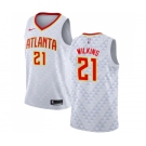 Men's Nike Atlanta Hawks #21 Dominique Wilkins Authentic White NBA Jersey - Association Edition